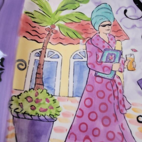 Certified International Jennifer Brinley Salad Plates Spa Girl  Set of Two - Picture 5 of 8